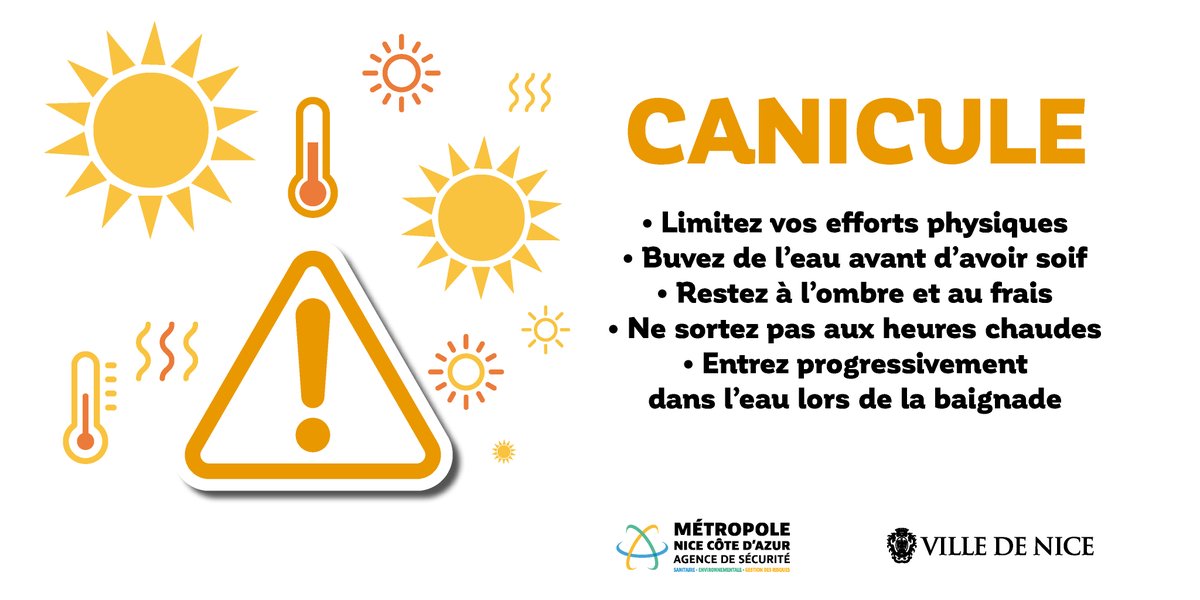 🟠 Alerte orange - #canicule 
☀️ Prolongée jusqu'à samedi 22 juillet ⚠️