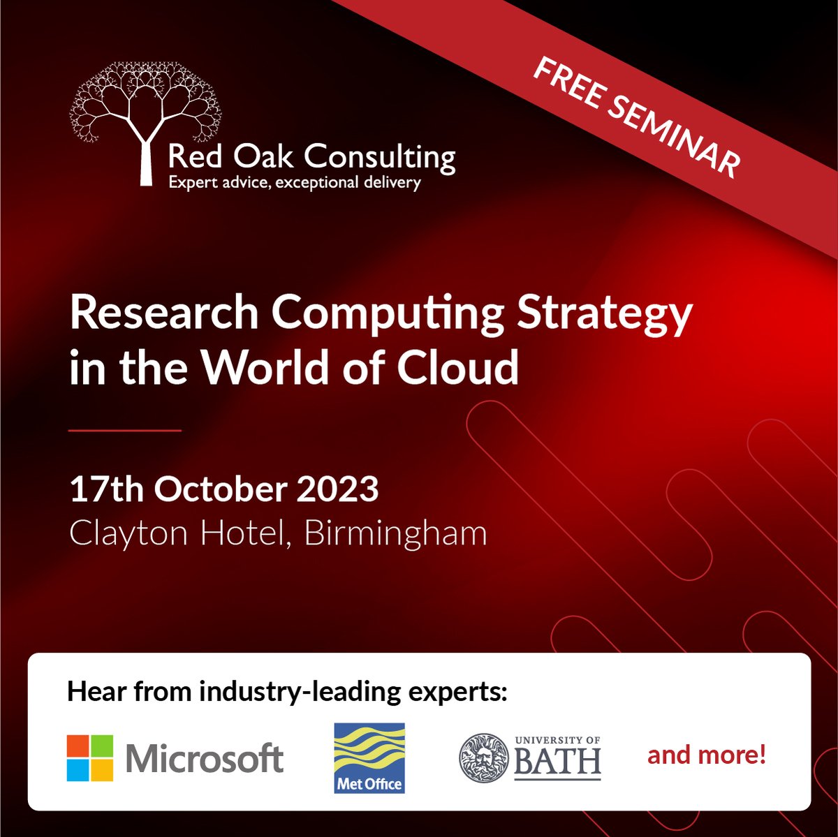 Registration is now open! Click the below link to find out more.  Please note this seminar is for direct #HPC users and researchers.
hpc.redoakconsulting.co.uk/seminar/resear…
 #research #researchcomputing #university #CloudComputing  #strategy #Azure #Science