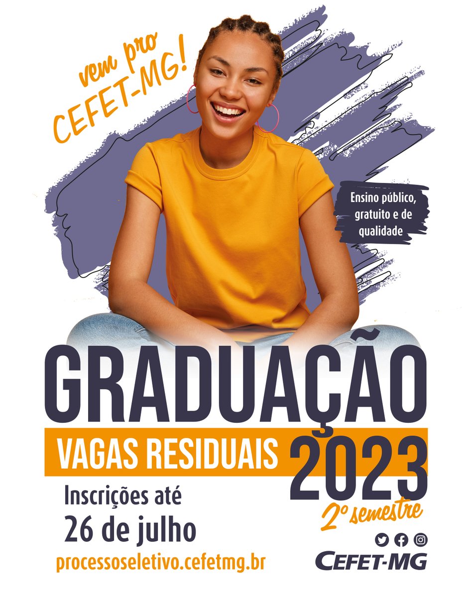 cefet_mg's tweet photo. CEFET-MG oferece 91 vagas residuais para cursos de graduação

A seleção para 79 vagas é aos que concluíram o ensino médio ou equivalente e que tenham participado do Enem 2022; as outras 12 vagas são para os que fizeram as edições 2020, 2021 ou 2022

🔗 https://t.co/ROWseNxcdh https://t.co/SFqpTIewv3