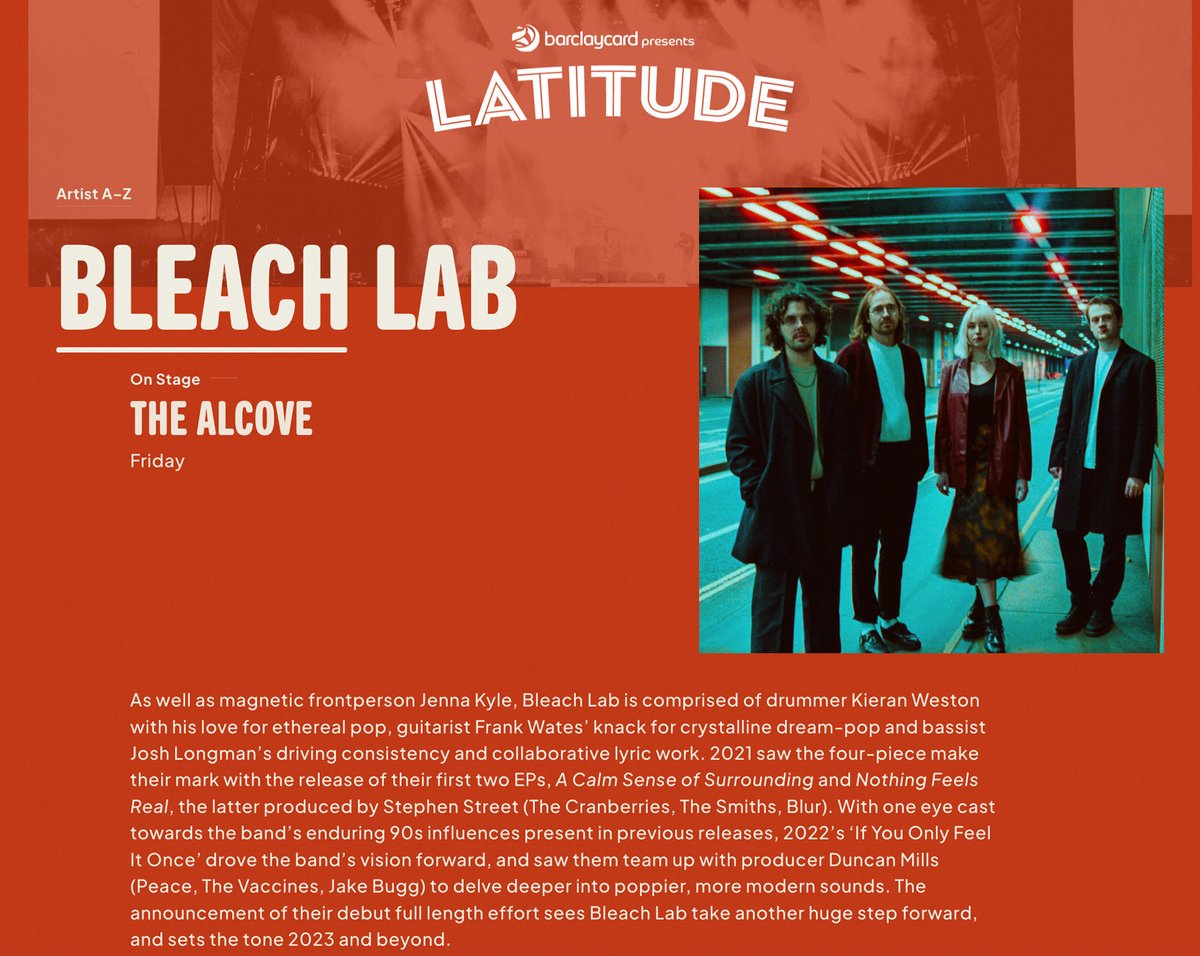 It's started!
Kicking off Friday @LatitudeFest are our faves -  @welovepulp @panicshack @BleachLab - it's going to be an amazing weekend #LatitudeFestival