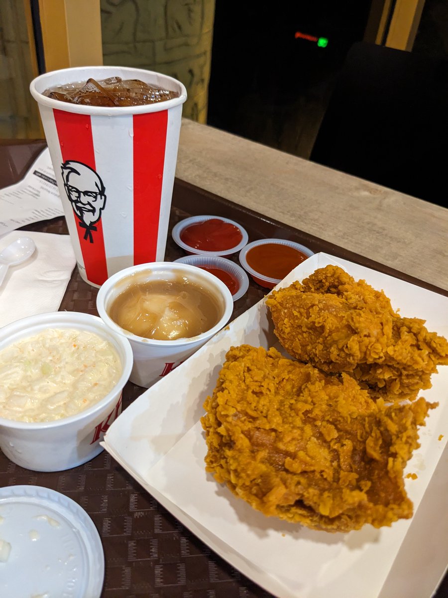 Eating KFC after the longest time, brings back memories of why I dont really miss KFC. Tried the spicy &amp; crispy option. At least the chicken was fresh and hot from the fryer. Other than that, no emotional connection. 
#kfc #fastfood #friedchicken #malaysia #meh