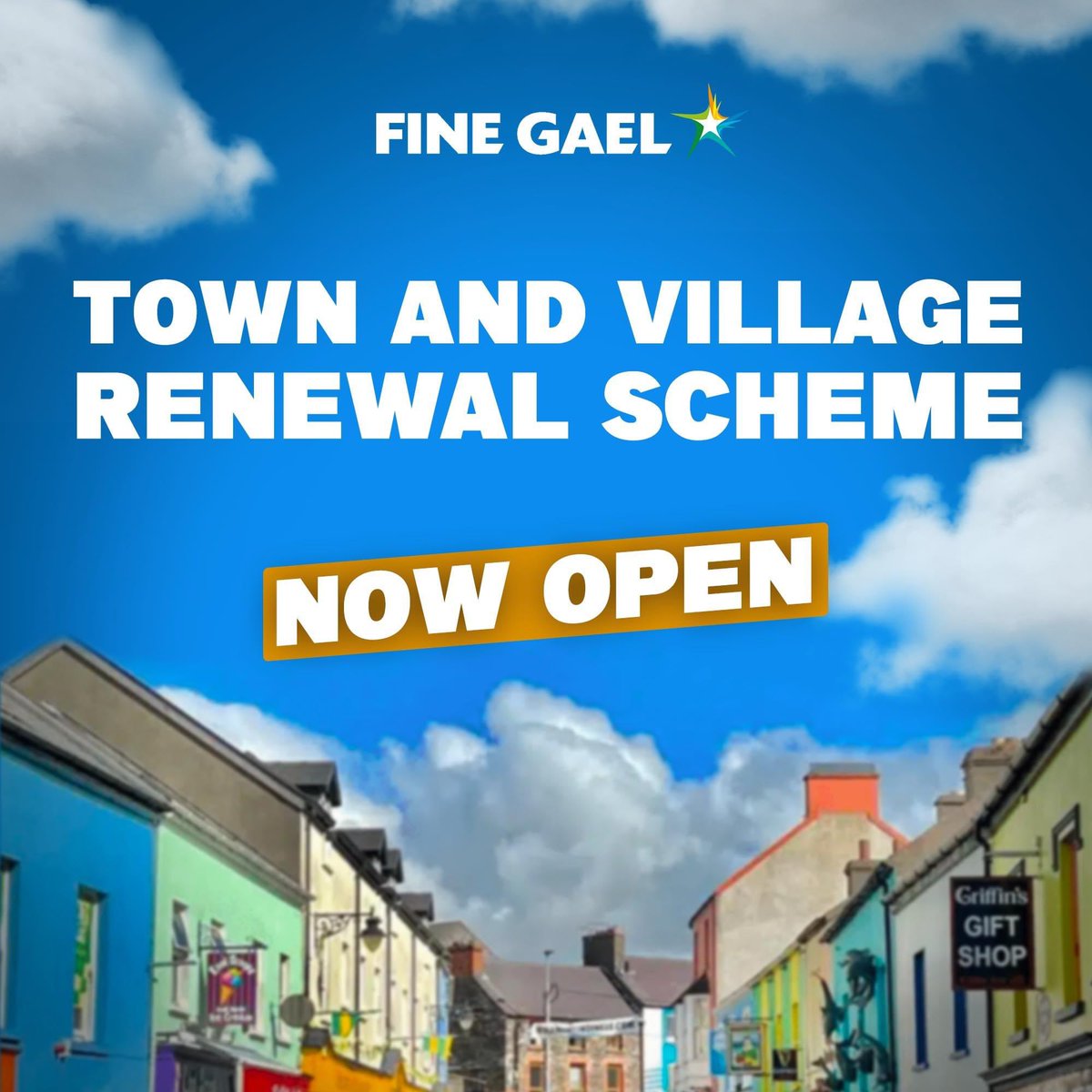 HeatherH's tweet photo. 🚨 Town &amp; Village Renewal is open! 

✅€15 million Fund to revitalise and regenerate rural towns and villages

✅ Focus on tackling vacancy and dereliction

✅Funding for outdoor projects such as plazas, parks and green spaces https://t.co/nVUvsyY1A8