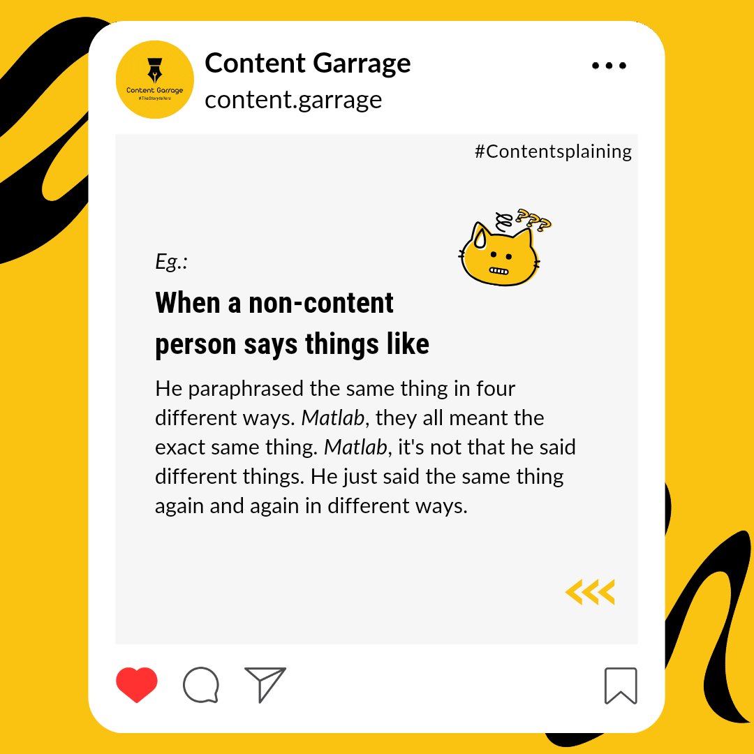 ContentGarrage's tweet photo. Watch out for the contentsplainer. Or are you a contentsplainer?๐คฃ
#cg #contentgarrage #contentsplaining #socialmedia #contentwritingagency #contentwriting #copywriting #branding #socialmedia #copywritingagency #mumbai #india https://t.co/eF9IcYgLjL