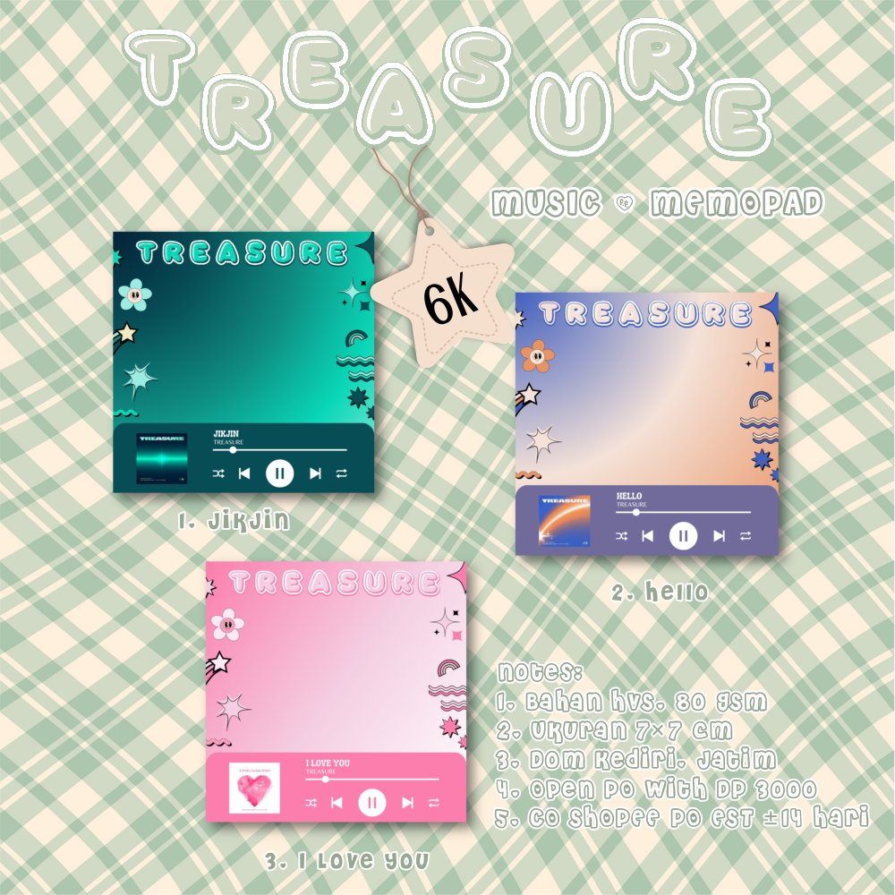 ೃ⁀➷ HELP RT FOR APPRECIATE 

OPEN PO MUSIC MEMOPAD TREASURE
1. Jikjin
2. Hello
4. I Love You

💸 6.000/ea dp 3.000
🧾 Form Order: docs.google.com/forms/d/e/1FAI…