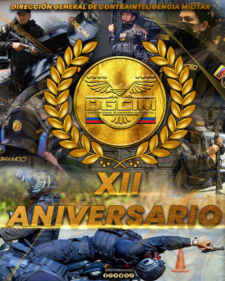 HOY!  21 de Julio, nos llena de orgullo arribar a nuestro XII Aniversario,  continuaremos con el cumplimiento de nuestros deberes y principios para  seguir garantizando y contribuyendo con la Defensa de nuestra Patria. 
.
FELIZ ANIVERSARIO
.
Escudo Protector de La FANB
#DGCIM