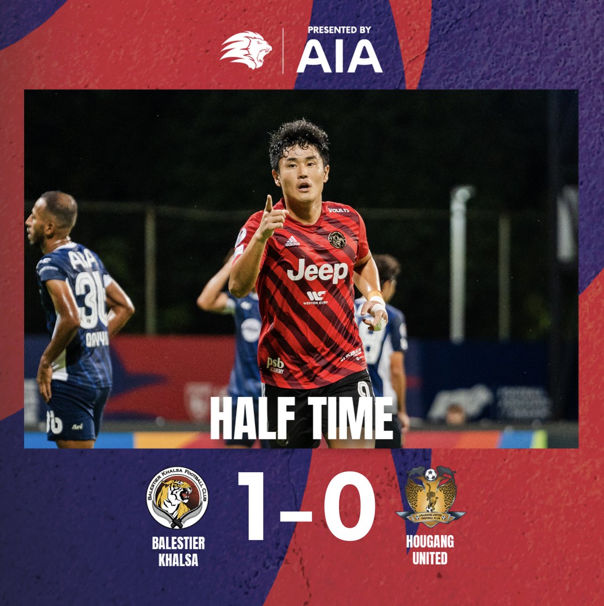 SGPremierLeague's tweet photo. HALF-TIME Balestier 1-0 Hougang #SPL
Balestier lead at the break, courtesy of Shuhei Hoshino's ninth of the season! #BALHOU
LIVE ➡️ YouTube (https://t.co/h8E4FiwP86), meWATCH (https://t.co/fHQKsnZydU), Singtel Ch 111 https://t.co/c7Q2f6SToI