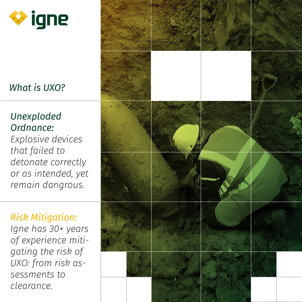 1/ #FAQFriday – SafeLane UK UXO (becoming Igne in Oct.) offers the complete range of UXO services… but what is UXO?

Unexploded ordnance (abbreviated to UXO or UXB (unexploded bombs)) is explosive ordnance, such as grenades and bombs, that failed to detonate correctly.