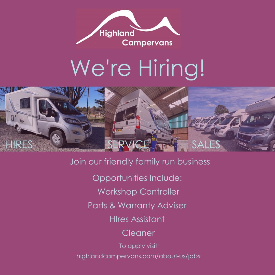 Would you like to work in the Highlands of Scotland? We are looking for new team members to join our family-run motorhome business near Inverness.  For more details and job descriptions head over to our website. 
#hiring #Jobs #inverness #tourism #Careers  #work