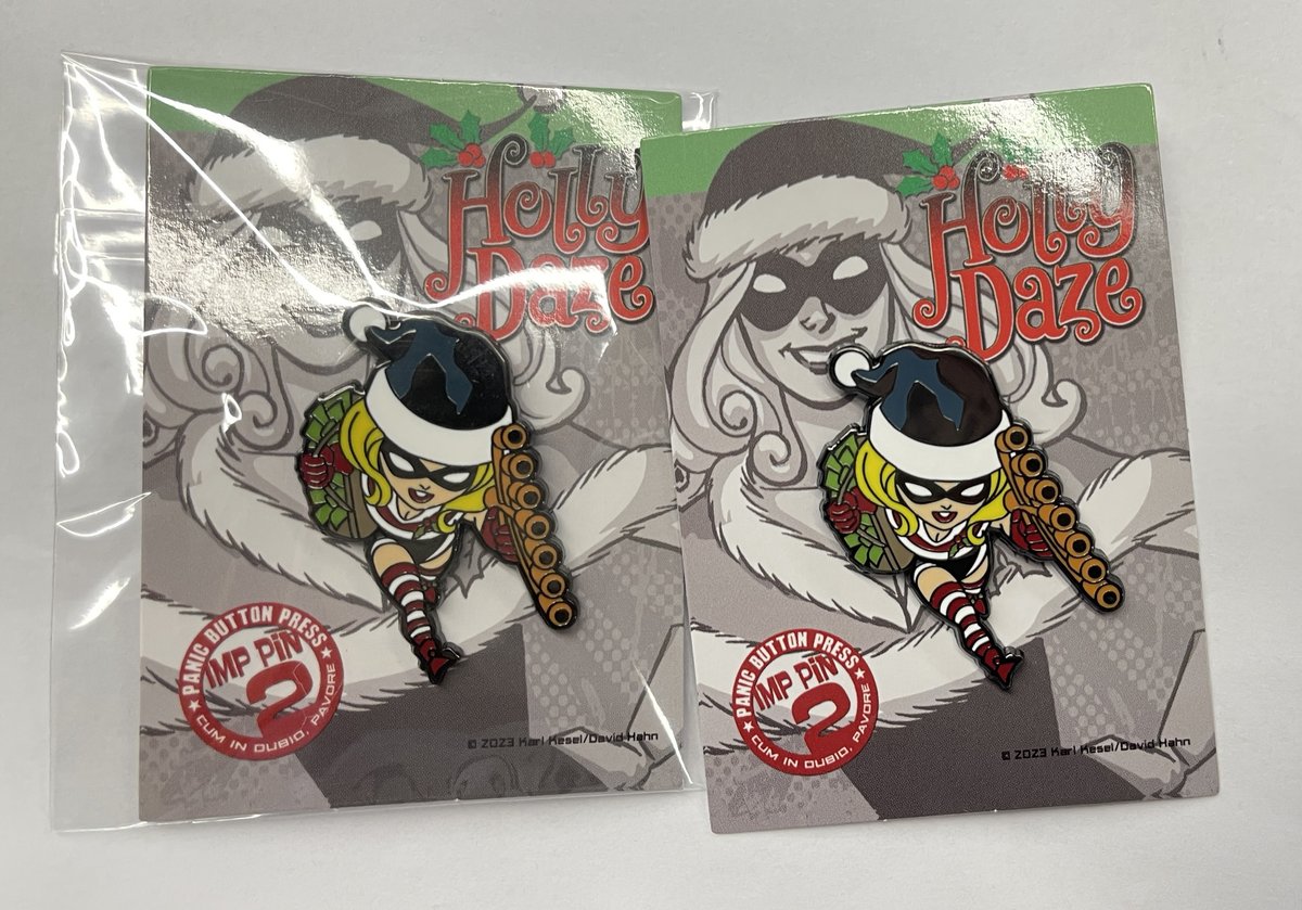 KarlKesel's tweet photo. LIKE CHRISTMAS IN JULY!
Just got photo proofs for the new HOLLY DAZE Enamel Pin. So happy with how these look! Can't wait to get them into #ImpossibleJones Backers' hands! https://t.co/j5P4WutmAd