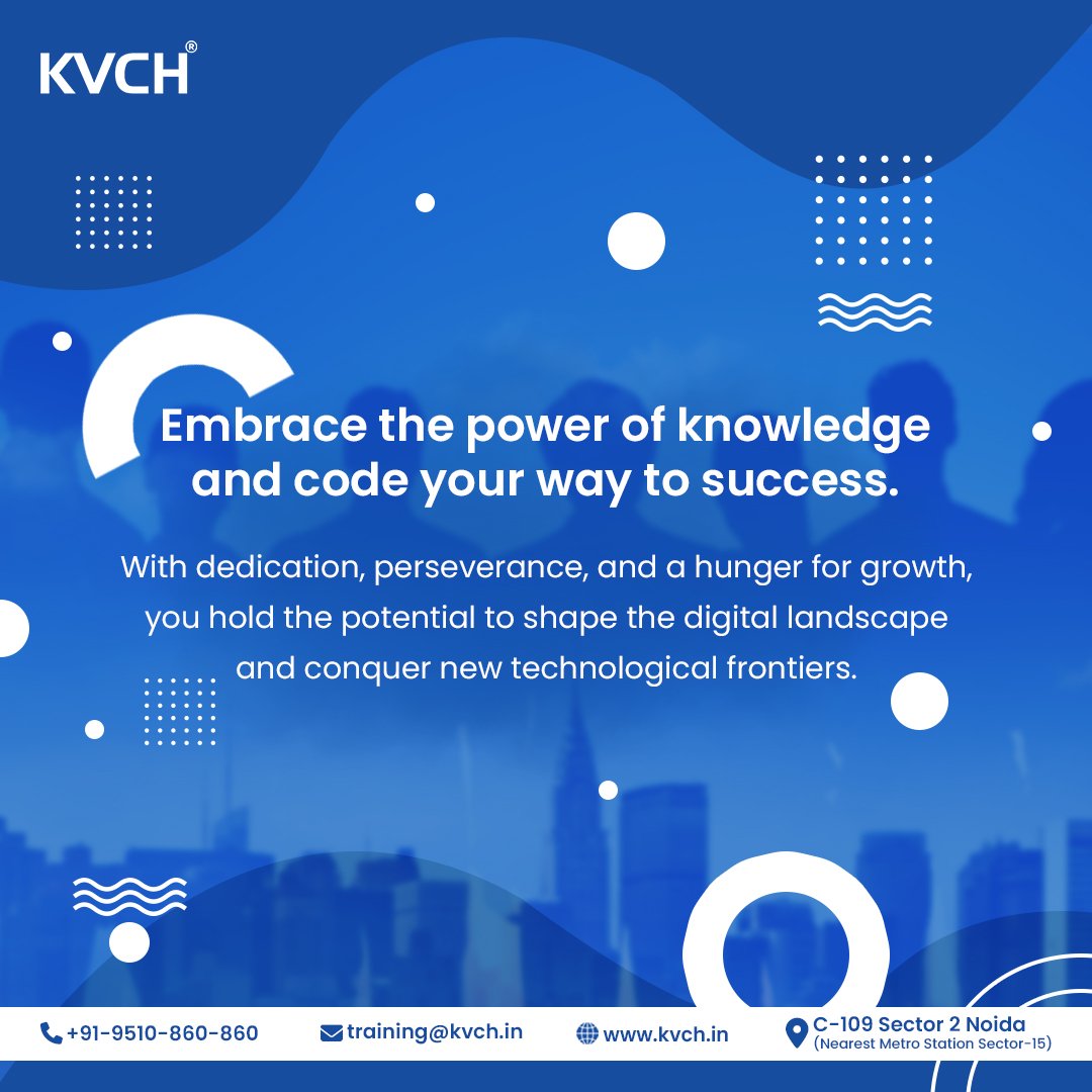 Let your passion for Technology propel you forward and inspire others to follow suit.
.
.
.
.
#PowerOfKnowledge #CodeYourWayToSuccess #EmbraceTechnology #Digitalcourse #ITCourse #KVCHCourses #KVCH #Corporatetraining #Training #Onlinetrainingprogram #Onlinetraining