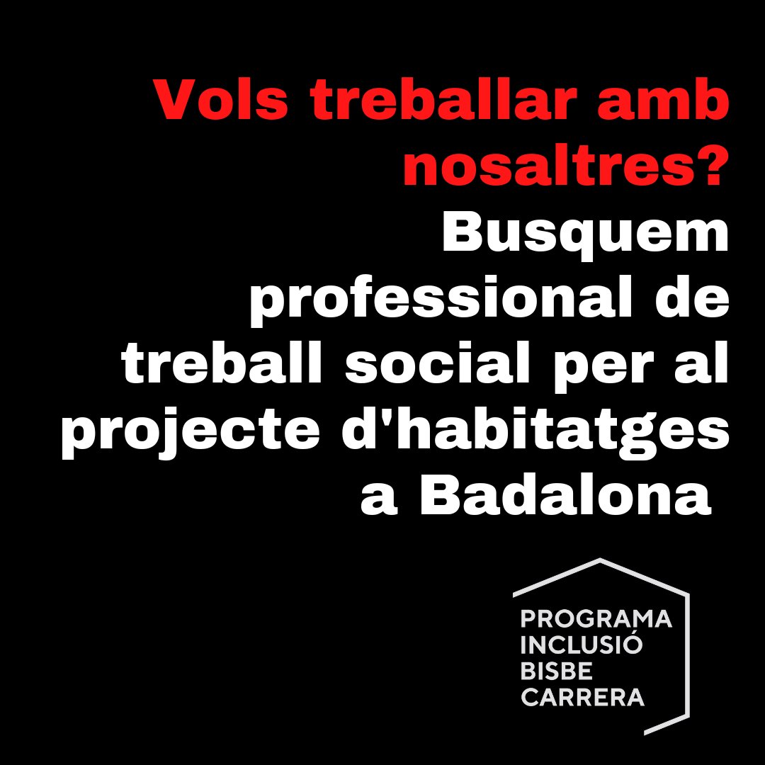 SJD_SS_Bcn's tweet photo. 📢Busquem treballadora o treballador social per al projecte d'habitatges del #PIBC a Badalona

Consulta la convocatòria a https://t.co/nLhyRiVpjq

 #OfertaLaboral #OfertaDeFeina #Sensellarisme https://t.co/ywHfIIysq4