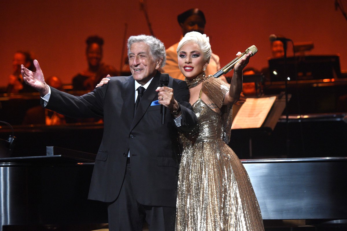 Variety's tweet photo. Tony Bennett's last public appearance came with Lady Gaga at Radio City Music Hall in August 2021, two months before his last release, the Bennett-Gaga set “Love for Sale." https://t.co/oqxkpwOAaB https://t.co/QzMPeYinPx