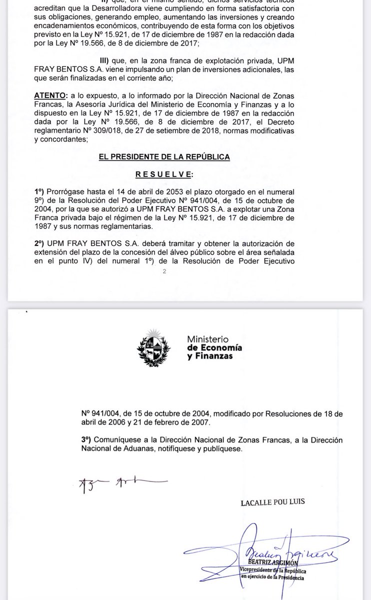 🔥🔥🔥 Gobierno prorrogó (de forma anticipada) hasta 2053 la concesión a UPM para explotar zonas francas.