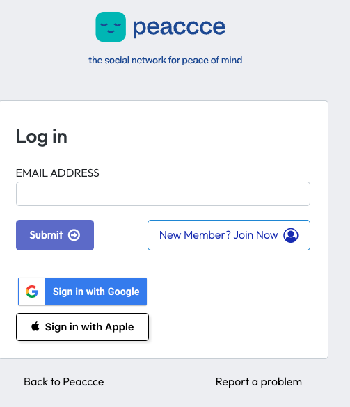 Update... Apple and Google Login. 

You can now signup and login with Apple and Google IDs.

Nice. Give it a try!

members.peaccce.com/login
