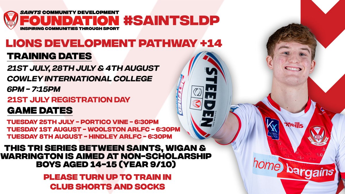 Our LDP +14 is getting underway this evening, over at Cowley!

Find out everything you need to know in our poster below, or via our website 👇

🔗 saintsrlfccommunity.com/lions-developm…

#SaintsLDP | <a href="/Saints1890/">St.Helens R.F.C.</a>