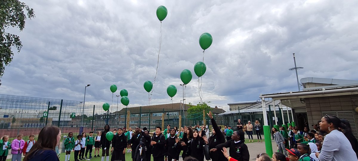 DeltaPrimary's tweet image. The whole school came together to wish goodbye and good luck to our wonderful Year 6 pupils. They wrote their hopes and dreams on balloons and released them. We will miss you Year 6!