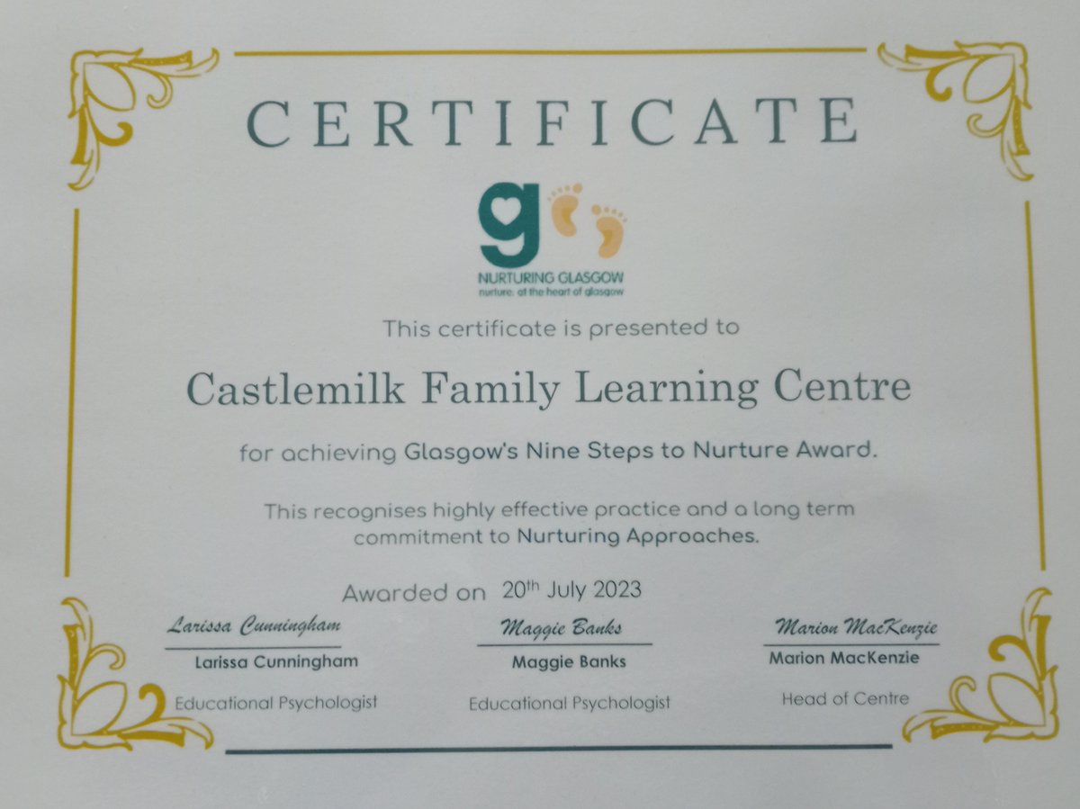 We take great pride in sharing our latest achievement, ‘The Nine Steps to Nurture Award’.
Nurture will always be the foundation of our Centre and at the forefront of our practice.
Thanks to Gillian, link EP, Larrisa, Maggie, Marion  and of course our children, families and staff.