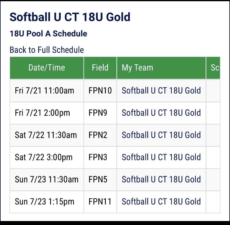 Can’t wait to play with my team at FPN! Here is the updated schedule for this weekend!