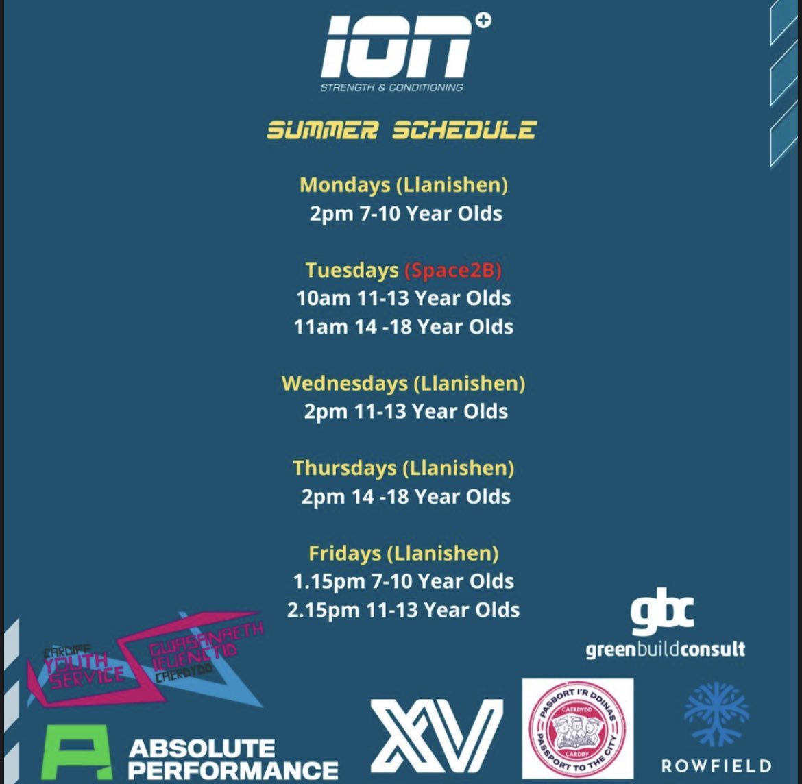 Ion Cardiff (@ioncardiff) on Twitter photo Free Summer Holiday Exercises classes for Children.
Thanks to our sponsors
<a href="/aperformanceltd/">Absolute Performance</a>
<a href="/YouthCardiff/">Cardiff Youth Service / Gwasanaeth Ieuenctid Cdydd</a>
Passport to the City
<a href="/cardiffcouncil/">Cardiff Council</a>
Project-xv
GreenBuild Consult
Booking In Link
wodboard.com/locations/177/… Free Summer Holiday Exercises classes for Children.
Thanks to our sponsors
<a href="/aperformanceltd/">Absolute Performance</a>
<a href="/YouthCardiff/">Cardiff Youth Service / Gwasanaeth Ieuenctid Cdydd</a>
Passport to the City
<a href="/cardiffcouncil/">Cardiff Council</a>
Project-xv
GreenBuild Consult
Booking In Link
wodboard.com/locations/177/…