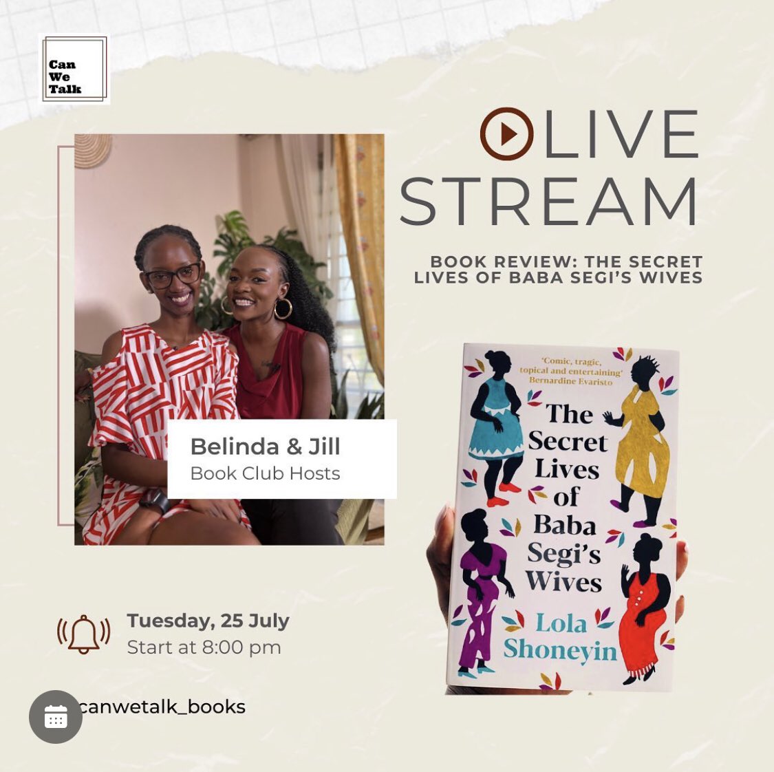 We have a lot to talk about with this month’s read from polygamy to family politics,issues of DNA & some plot twists we never saw coming 🙊

Have you been reading along? 

Join us next Tuesday on our IG Live as we talk about Baba Segi and his wives 😅

#canwetalk256 #bookclubpick