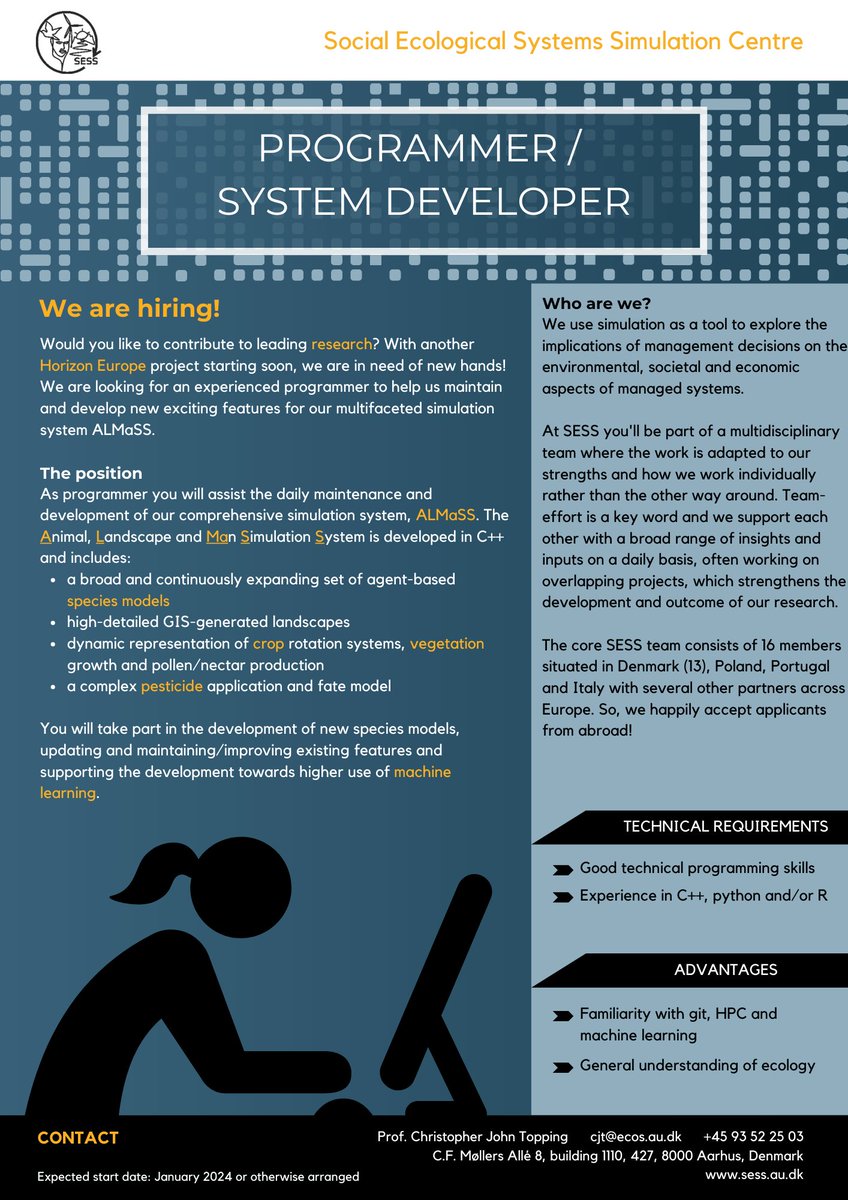 sess_au's tweet photo. Looking for new #programmer !!

We are pleased to announce that we have a new #HorizonEU project starting soon and we are therefore looking for talented recruits to join us in this intriguing time!

Don't hesitate to contact us to hear more about it.
Write to: cjt@ecos.au.dk https://t.co/MUL6F8FwOd