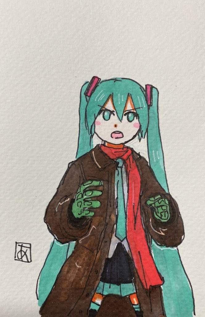 初音ミク 「あ!今日から「シン・仮面ライダー」視聴可能ではないか!!」|あらがいのイラスト