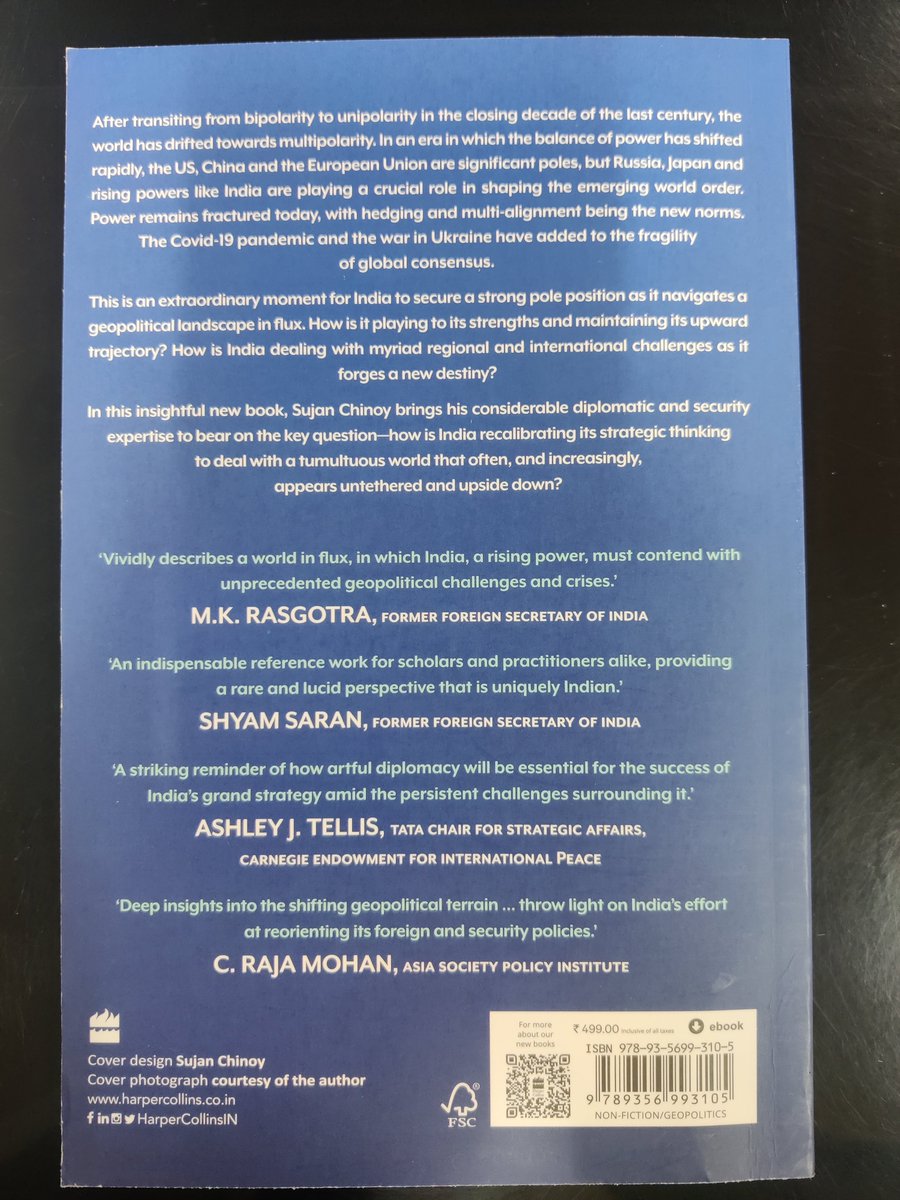 My book 'World Upside Down' has been published by @HarperCollins and is now available at amzn.eu/d/fAYYbJn I am grateful to EAM @DrSJaishankar for the Foreword and to Amb M.K.Rasgotra, Amb Shyam Saran, Prof Ashey J. Tellis & Prof @MohanCRaja for their endorsements.