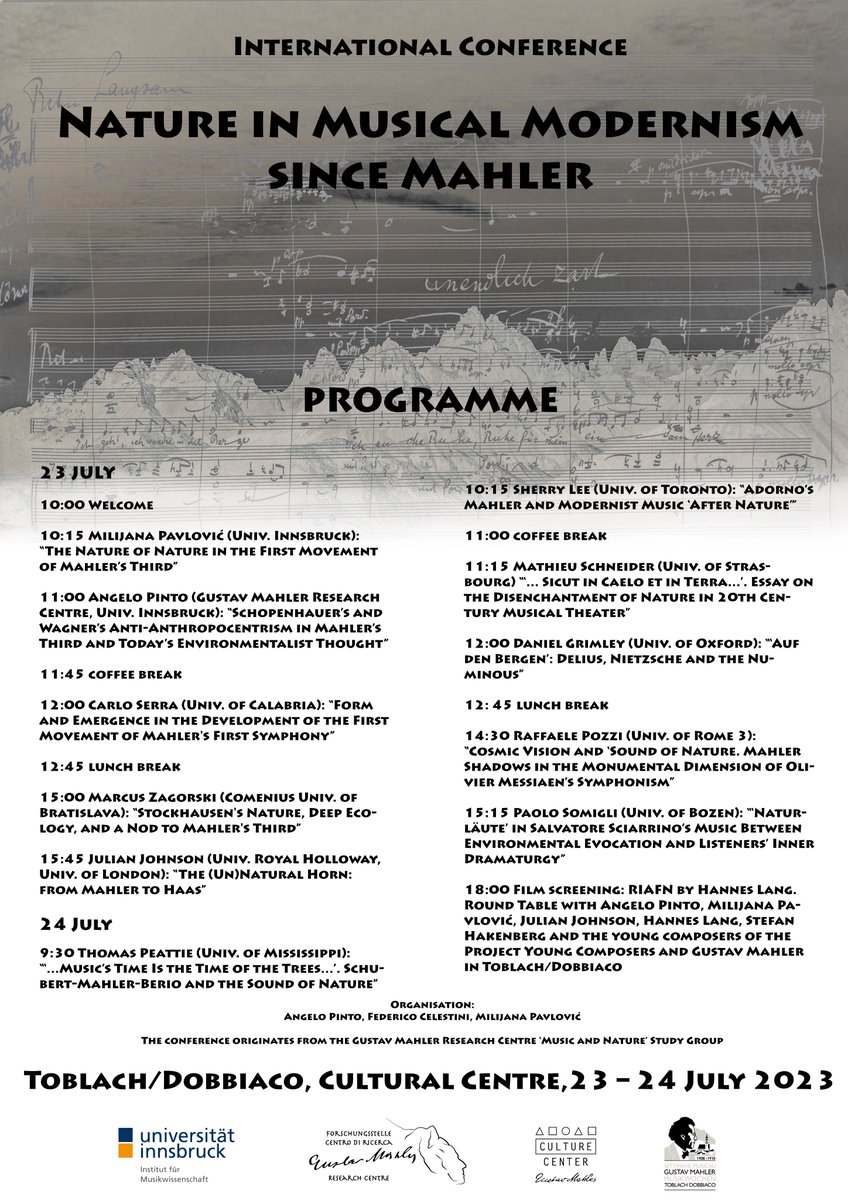 Die nächste Tagung unserer Forschungsstelle Gustav Mahler ist um die Ecke 🥰 #mahler 
The next conference of our Gustav Mahler Research Centre is just around the corner 🥰
mahler-centre.net/events/int-con…