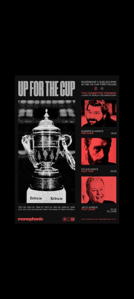 In-house entertainment in Monos Bar @ Dalymount Park 

Pre game: @Jor_Bohs 
Half time: <a href="/dylanoreilly8/">Dylan Ó Raghallaigh</a>
Full time: @yeraulda69 

🎨: <a href="/mattress_mark/">Mark</a> 

🍺 €5 post game for every pint! 

#SheWore 🔴⚫️