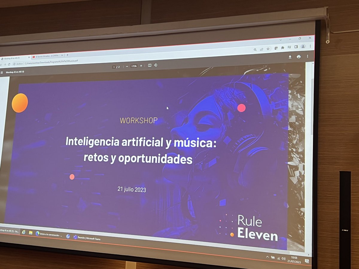 juanchoaguado's tweet photo. Hoy debatimos sobre IA e industrias creativas (el impacto en la música) en @aieartistas con @claud10 @albarenal y un elenco de primera #ProyectoInnovacom https://t.co/UdZJQncZwz