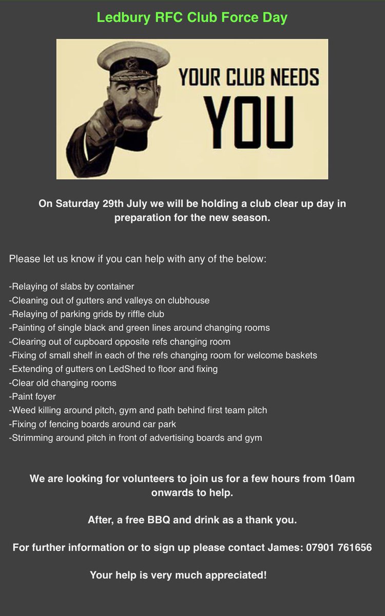 LRFC1883's tweet photo. It’s that time of year where the Club needs some TLC , if you could spare any time to join the working party on Saturday 29th July from 10am please do get in touch 😊
#bepartofit
#workingparty
#volunteersmakeadifference https://t.co/0dhc9pFb70