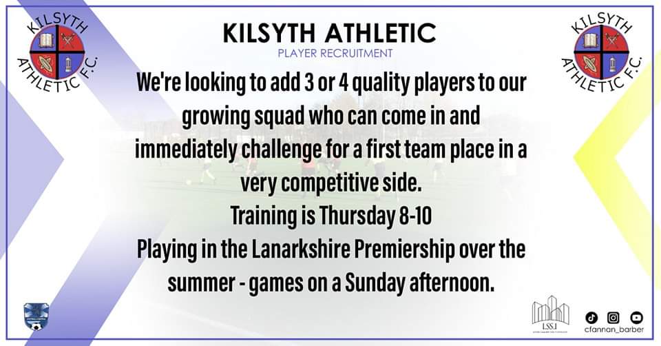 Come be part of building something special alongside <a href="/KilsythAth/">Kilsyth Athletic FC</a>