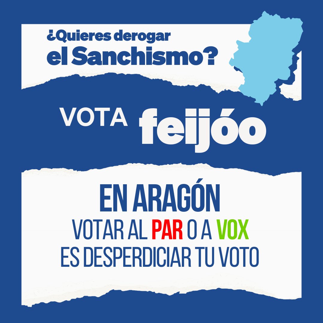 pedronavarrol's tweet photo. 🗳️Cuando votes el próximo domingo, ten esto claro.

➡️ La ley electoral va a hacer que algunos partidos no puedan obtener ningún diputado. 

🔵Por eso, si queremos derogar el sanchismo, hay que concentrar el voto en torno al @ppopular.

#EsElMomento #23J #VotaPP #FeijooPresidente https://t.co/fBaasWsCeQ