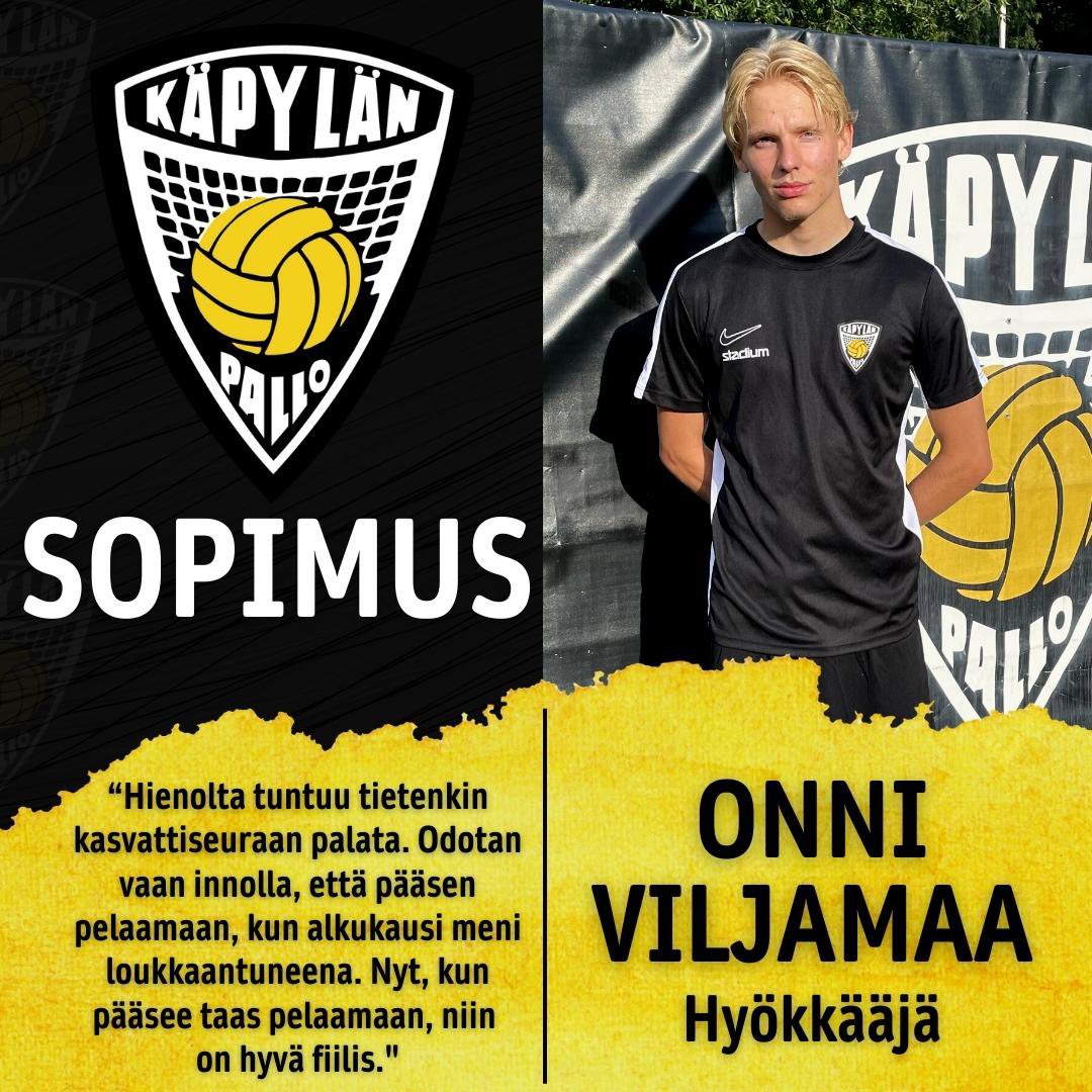 Käpylän Pallon oma kasvatti Onni Viljamaa palaa KäPa-paitaan loppukauden kattavalla lainasopimuksella Kuopion Palloseurasta.

Lue lisää nettisivuilta osoitteesta kapylanpalloedustus.fi/uutiset/2023/o…

Tervetuloa takaisin Onni🔥👏🏻

#ykkönen #käpylänpallo @MiestenYkkonen