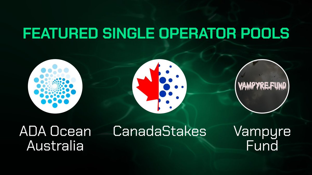 WingRiders (@wingriderscom) on Twitter photo Meet this epoch's featured smaller stake pool operators, <a href="/ADAOceanAus/">ADA Ocean Australia - 4.85% Cardano Pool - AOAUS</a>, <a href="/canadastakes1/">canadastakes</a> & Vampyre Fund.
You can vote to have your $ADA staked in the pool of your choice at app.wingriders.com/staking/all-ad…. #Cardano #CardanoADA Meet this epoch's featured smaller stake pool operators, <a href="/ADAOceanAus/">ADA Ocean Australia - 4.85% Cardano Pool - AOAUS</a>, <a href="/canadastakes1/">canadastakes</a> & Vampyre Fund.
You can vote to have your $ADA staked in the pool of your choice at app.wingriders.com/staking/all-ad…. #Cardano #CardanoADA