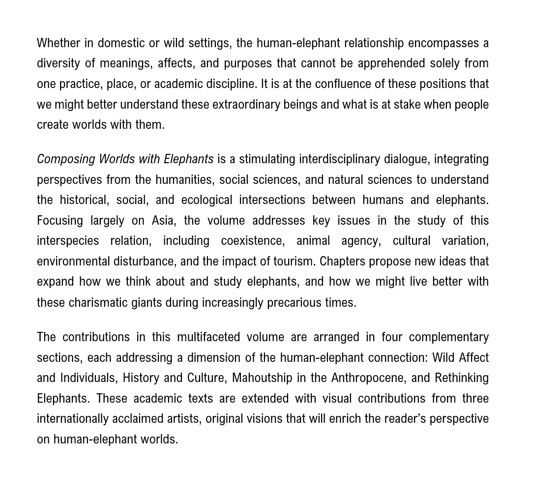 @nicoeleph @khatijah & myself have an edited volume on human-elephant relations,  out mid-September

This cover blurb is some of the last bits of text we will edit for it

IRD Éditions focuses on global south & its publications are both affordable in hardcopy & open-access in PDF