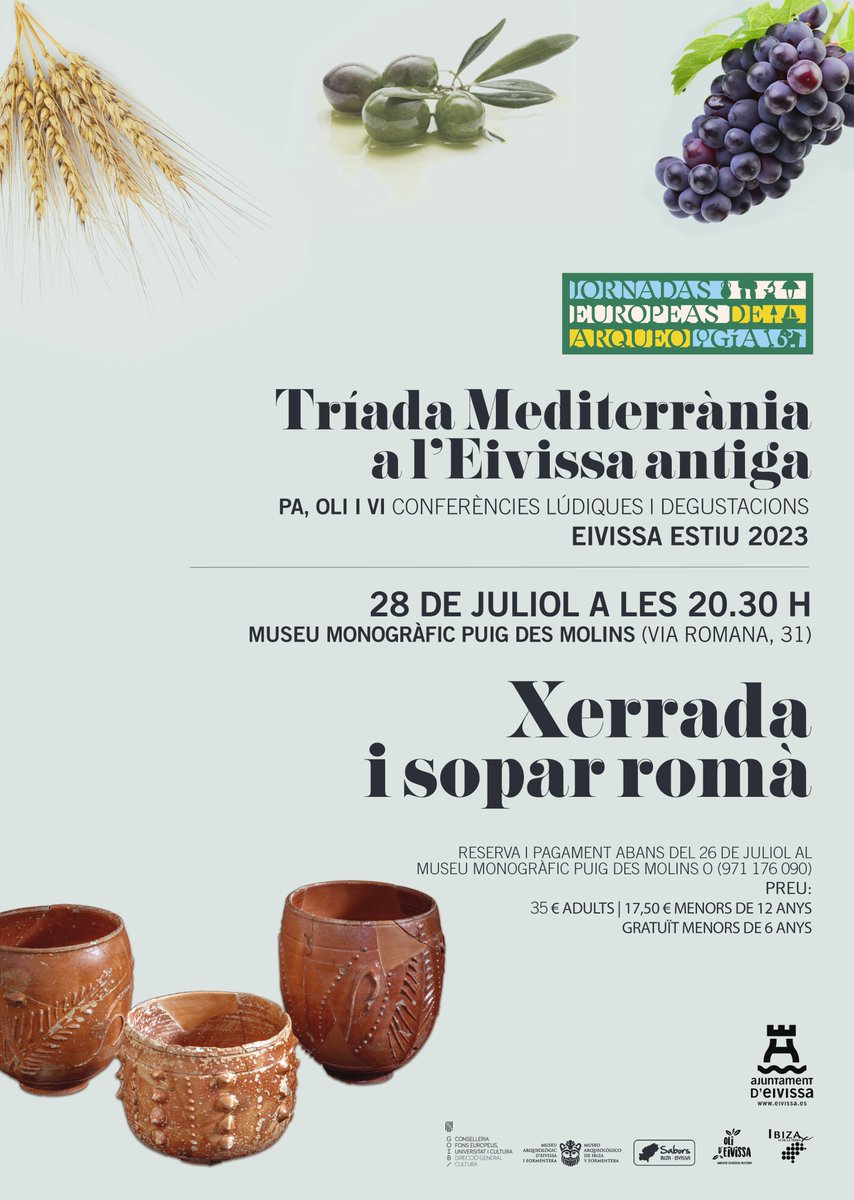 Travel through time to Ancient Ibiza! 🏺🌿 Join us for our Roman dinner at the Ancient Monographic Museum Puig Des Molins. Experience the flavors and ancient rituals that were lived on the island centuries ago. A unique opportunity to connect with our history!