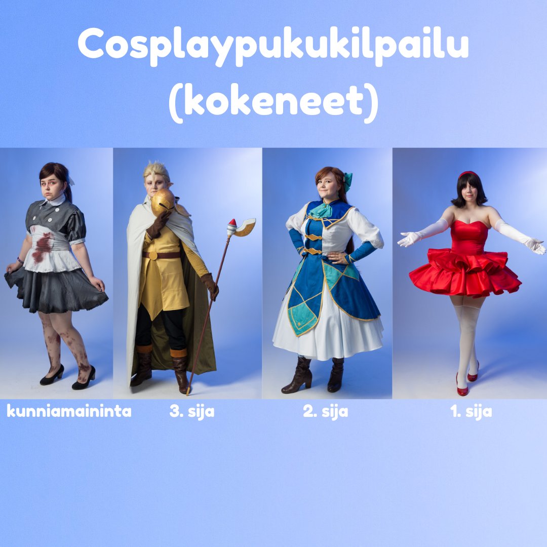 Nekoconfi's tweet photo. Nekoconin cosplaykilpailuissa nähtiin jälleen upeaa pukuloistoa sekä toinen toistaan upeampia cosplaykuvia. Kilpailujen voittajiin voit tutustua tarkemmin Nekoconin nettisivuilla. Iso kiitos kaikille kilpailuun osallistuneille ja paljon onnea voittajille! ✨😻 https://t.co/fJL3QUiijj