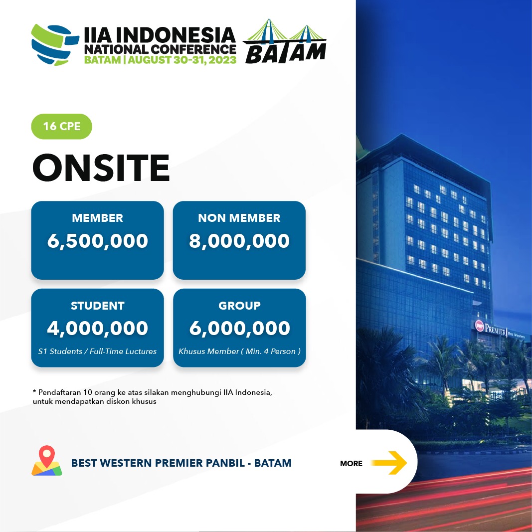 IIA_INDONESIA's tweet photo. The 2023 IIA Indonesia National Conference is an opportunity to share information, knowledge, and best practices for internal audit, risk, and governance professionals.
https://t.co/ZR5whcTITQ
#IIAIndonesia
#NationalConference
#ElevatingImpact
#StayingRelevant
#auditinternal https://t.co/4tpopBjxA4