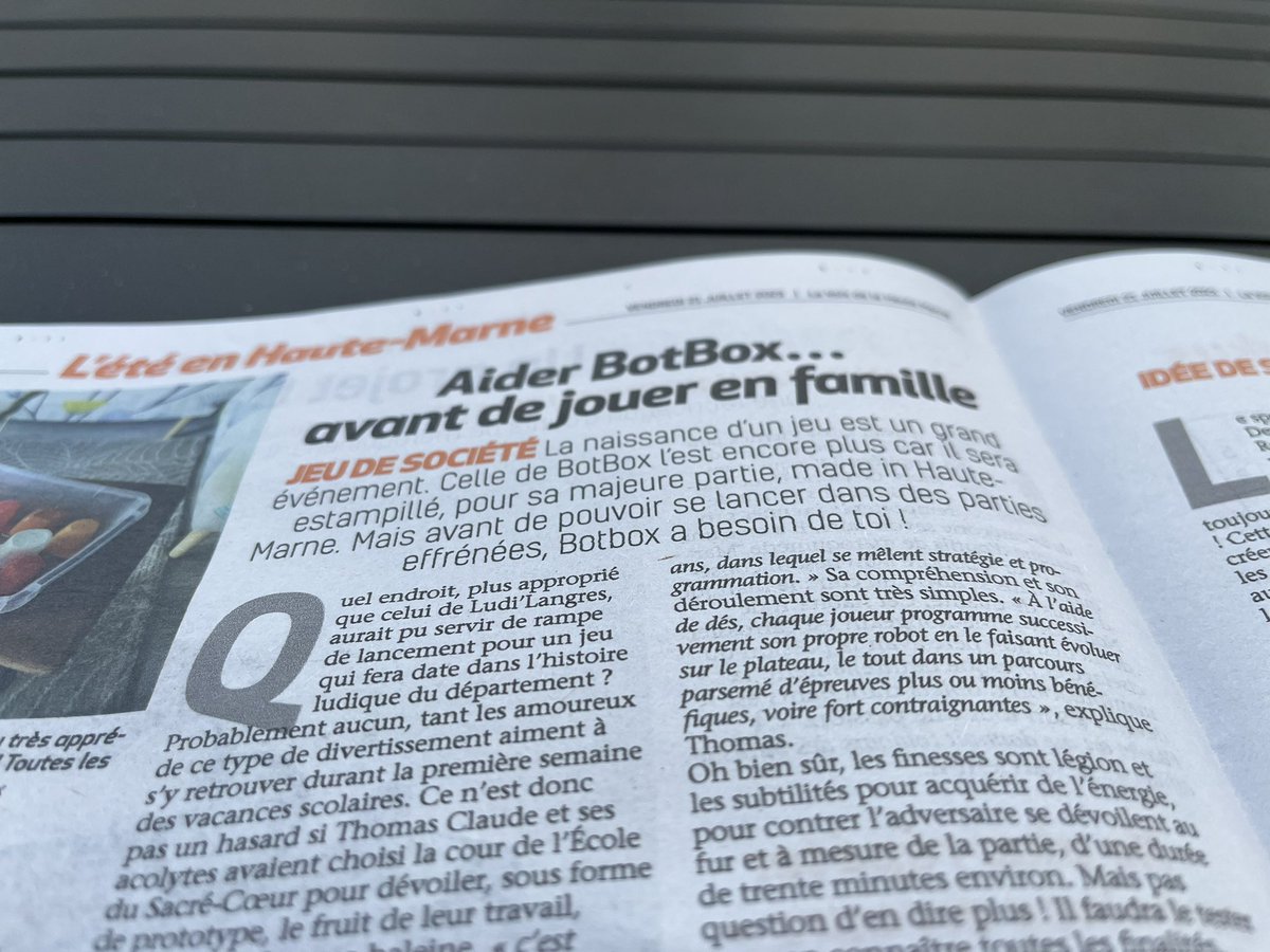 C’est dans La Voix de la Haute-Marne 
de cette semaine ! 😊 

On vous laisse lire l’article en entier 😉 

Sinon, pour en savoir plus sur le jeu : 
➡️ chats-perches.com/crazy-cats-edi…

Pour participer « à la naissance »de BotBox : 
➡️  fr.ulule.com/-botbox-/ 

Merci <a href="/Voix_H_Marne/">La Voix de la Haute-Marne</a> 🙏