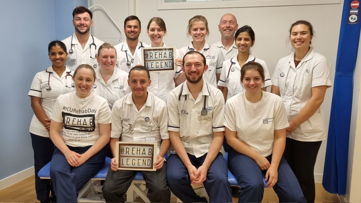 Happy ICU Rehabilitation Day 2023 #ICURehabDay23 here are the <a href="/RoyalPapworth/">Royal Papworth Hospital NHS FT 💙</a> Physiotherapy team ready to celebrate the day. Watch out to see some #rehablegends patients and members of the MDT #RehabisCritical 🚶‍♂️  🏃‍♀️ 🚲 💪