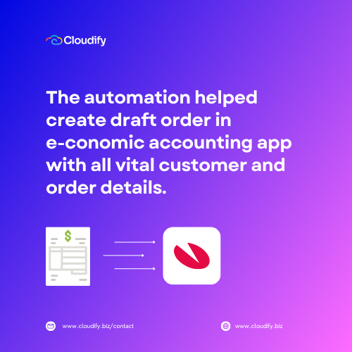 Cloudify_biz's tweet image. Scaling Up with Cloudify

📣 Shoutout to our client, Mill &amp;amp; Mortar! Cloudify developed a system to flawlessly connect their Shopify webshop with e-conomic accounting system. 

#Cloudify #WorkflowAutomation