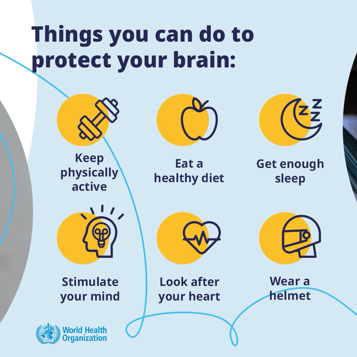 It’s #WorldBrainDay! You only have one 🧠 - take good care of it! There is a lot you can do for a healthy brain: 🧘🏻‍♀️Keep physically active 🥗Eat a healthy diet 🛌🏻Get enough sleep 📖Stimulate your mind ♥Look after your heart ⛑Wear a helmet