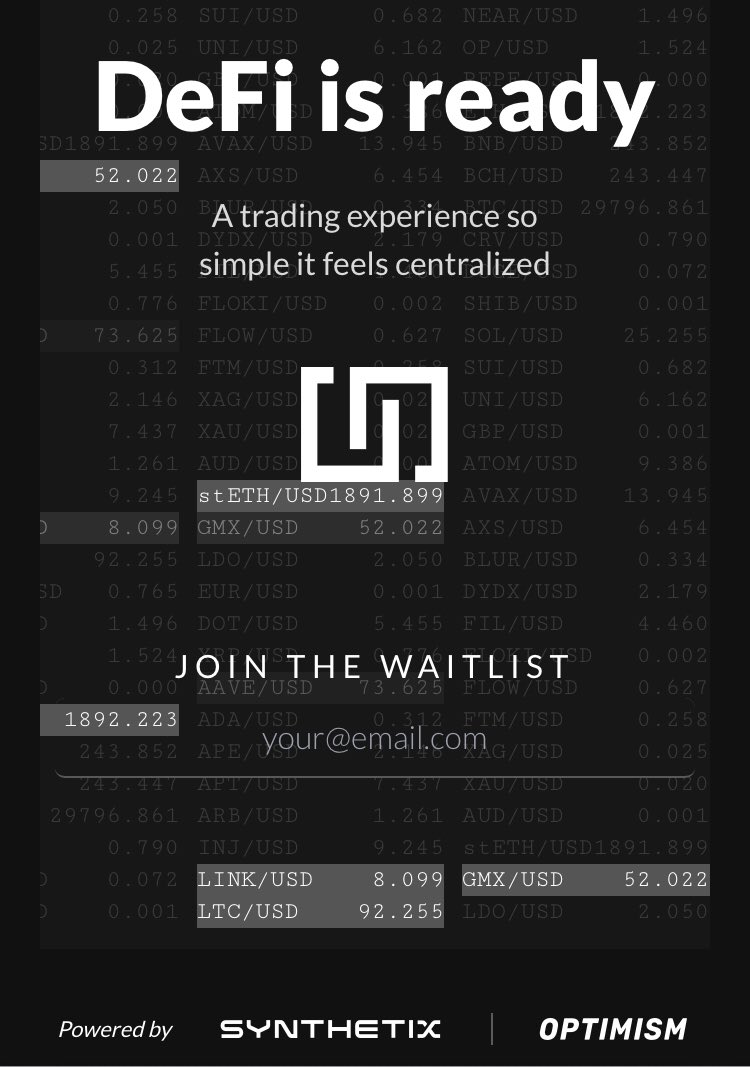 networkhbk's tweet image. #coinbase #cannon @chainlink #infura #macro #optimism gibi dev şirketlerden 35 milyon $ fon toplayan @synthetix_io’da waitlist açtı. 

✉️mail yazıp gelen maili onaylayın. Yorumlara ref bırakın. 

Kayıt linki⬇️

infinex.io/?ref=ecCZi3U8B…

📍Mutlaka değerlendirin