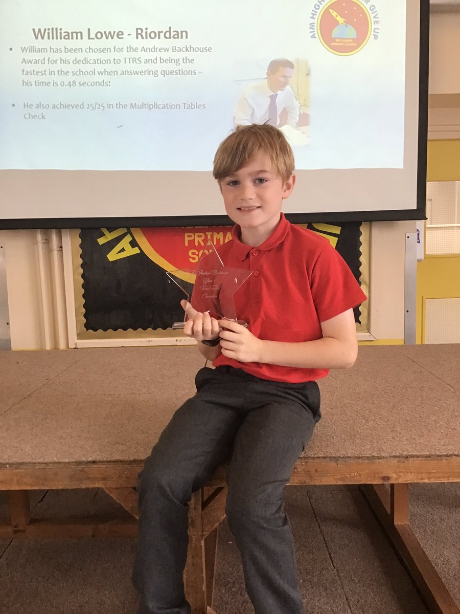 We had a special assembly this morning to remember Mr Backhouse and present the first Andrew Backhouse Award for Times Tables. The winner has worked hard this year to learn multiplication facts and can answer questions on TTRS in 0.48 seconds - a school record! Well done 🌟