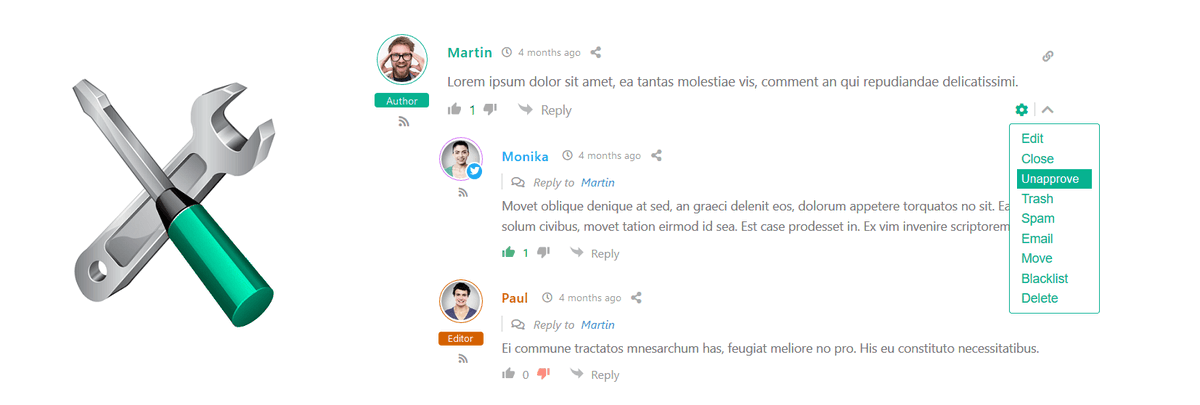 gVectors's tweet image. “All in One” powerful toolkit to manage #WordPress comments on the frontend!  
Check out the wpDiscuz – Frontend Moderation addon! 
gvectors.com/product/wpdisc…