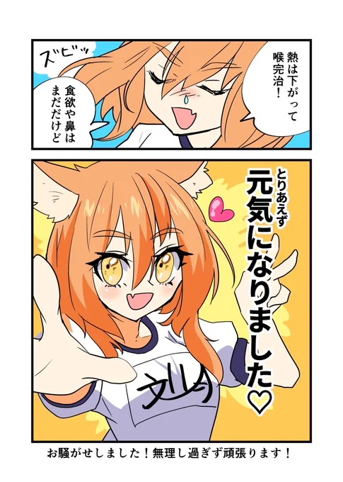 暖かいコメントをくださった皆様、ありがとうございました!
おかげで70%くらい元気になりました! 