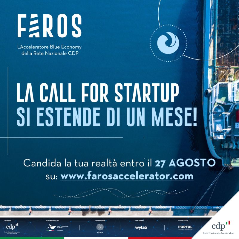🚩Grandi notizie: la Call for Startup di Faros Accelerator si estende di un mese!  Hai una realtà che opera nel campo della blue economy, dell’innovazione portuale, delle risorse e dell’ecosistema marino? Hai tempo fino al 27 agosto per candidarla su &gt; lnkd.in/dUT537PE