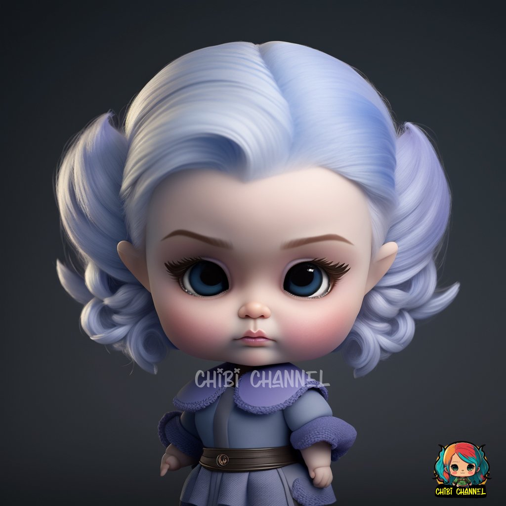 Chibi__Channel's tweet photo. A celestial enchantress, periwinkle hair like stars' embrace. Her gaze, pools of sapphire, reflecting galaxies yet unseen. A serenade of twilight hues, an otherworldly aura, she captivates with celestial charm. #chibiart #aiart #chibi https://t.co/z7mHFdfKoT