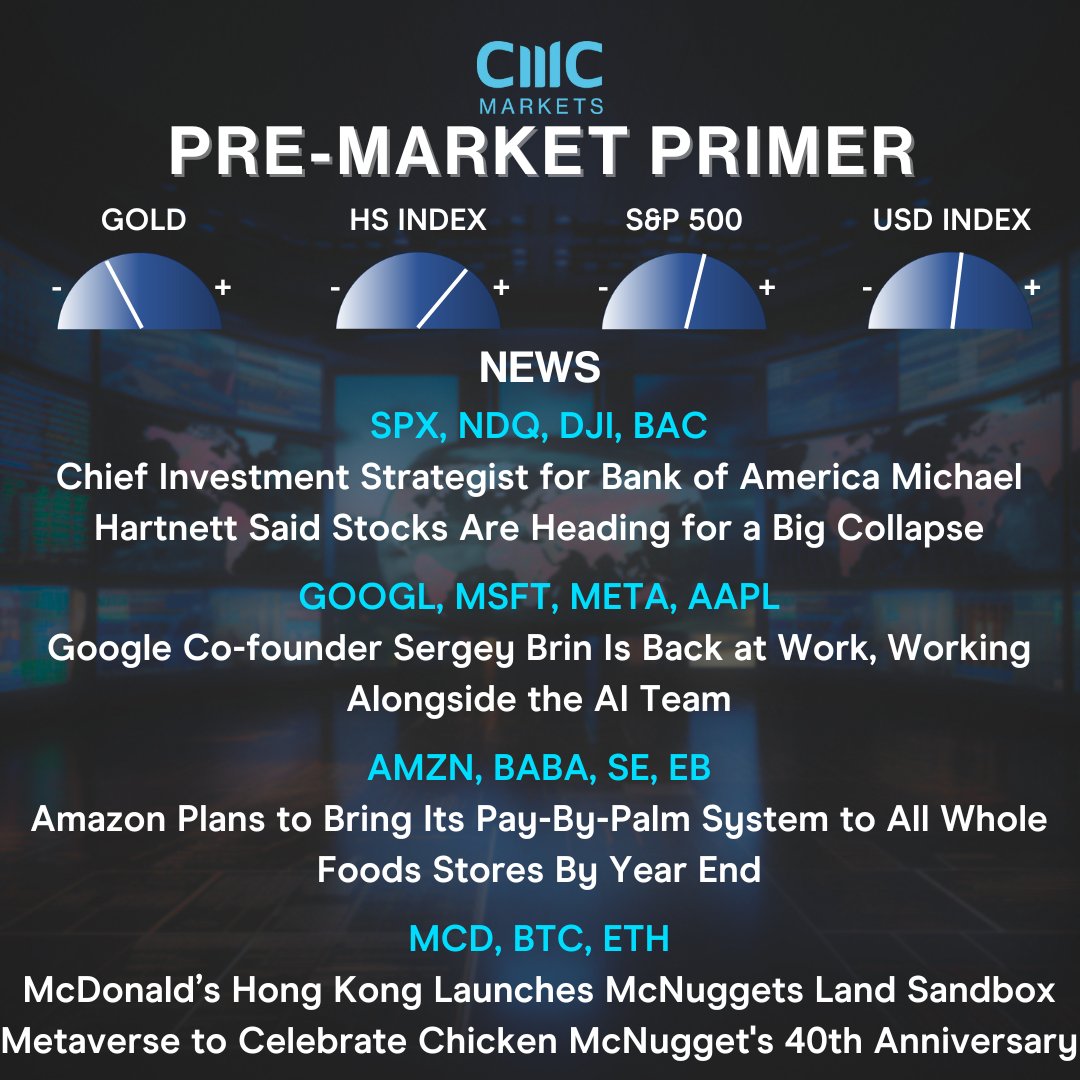 Pre-market Primer 21st July 2023

$SPX $NDQ $DJI $BAC $GOOGL $MSFT $META $AAPL $AMZN $BABA $SE $EB $MCD $BTC $ETH

Read more CMC Markets news and analysis: https://t.co/8wJaeXKoCo https://t.co/bVZEddnNcj